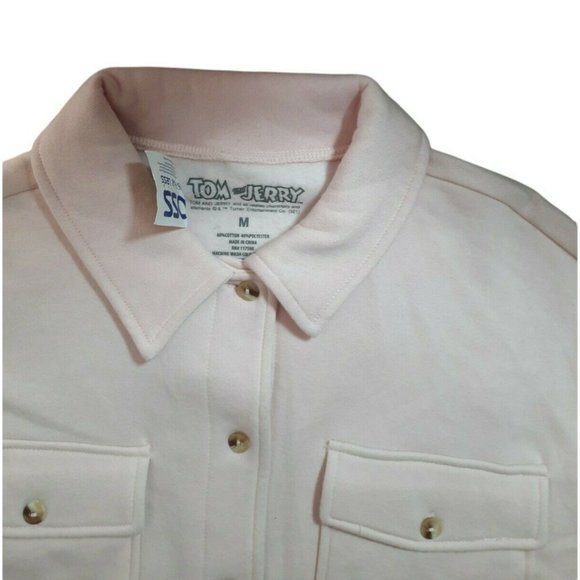 TOM & JERRY Women's button down shirt  light Pink Oversize size M New NWT - Picture 5 of 7